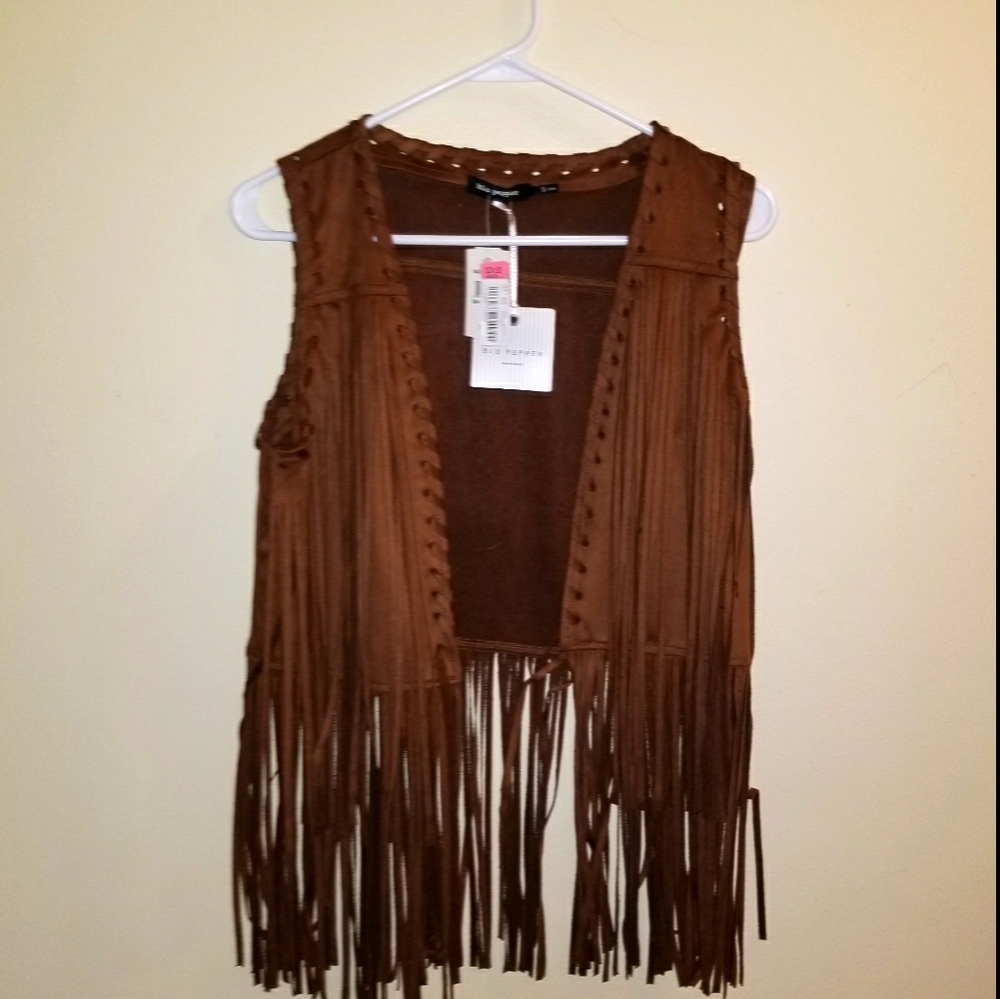 Blu Pepper suede fringe vest